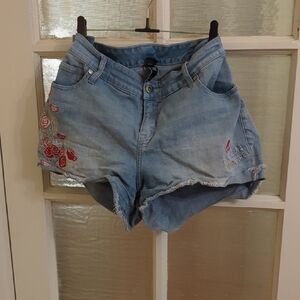 Disney Light Blue Jean Shorts with Red Embroidery